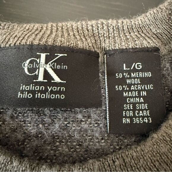 Calvin Klein Italian Yarn Sweater Womens Sz L Brown Crewneck Merino Wool Blend - Picture 7 of 10